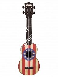 KALA KA-SU-USA Kala Ukadelic USA, Soprano укулеле, форма корпуса - сопрано, цвет черный , рисунок 'USA' на верхней деке - фото 96744