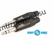 TRS Jack 6,3mm (male) разъем - штекер под пайку на кабель 6мм, STEREO, металлический корпус, цвет черный