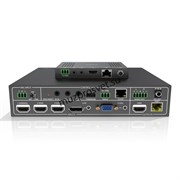 Коммутатор (Свитчер) мультиформатный PureTools PT-PSW-52 с масштабированием сигнала для телеконференций 5x2, поддержка FullHD (1080P). Входы: Микрофонный, HDMIx3, DP, VGA, IR, RS-232, TCP/IP. Выходы HDMI, HDBT и Audio.