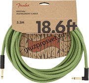 FENDER 18.6' ANG CABLE, PURE HEMP GRN инструментальный кабель, цвет зелёный, 18.6' (5,7 м)