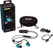 SHURE SE215SPE-B+BT2-EFS беспроводные внутриканальные Bluetooth наушники с одним динамическим драйвером, цвет прозрачный голубой
