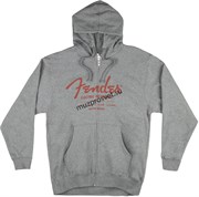 FENDER INSTRUMENTS ZIP HOODIE XL мужская толстовка с капюшоном, цвет серый, размер XL