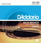 D'ADDARIO EZ910 SET ACOUS GTR 85/15 LITE струны для акустической гитары, бронза 85/15, 11-52