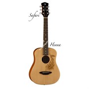 Luna SAF HEN- акустическая гитара 3/4,цвет натур.матовый,чехол в комплекте, рисунок - павлинье перо