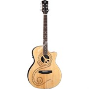 Luna OCL PCE- электроакустическая гитара,вырез,ель,цвет натур.матовый,гр "Peace"