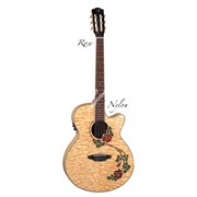 Luna RSE NYL - электроакустическая гитара,нейлоновые струны,вырез,рисунок &quot;роза&quot;