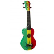 WIKI UK/RASTA - гитара укулеле сопрано, липа, рисунок "Флаг Ямайки - RASTA", чехол в компл.
