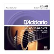 D'ADDARIO EJ13 - струны для акустической гитары, 11-52, бронза, 80/20  CUSTOM LIGHT