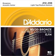 D'ADDARIO EJ14 - струны для акустической гитары, бронза 80/20, Bluegrass 12-56