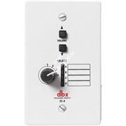 dbx ZC8 настенный контроллер. 4-позиционный поворотный селектор источников, кнопочный регулятор громкости. Подключение Cat5, 2xRJ45. Монтаж в коробки европейского стандарта