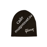 GIBSON BEANIE - BLACK W/WHITE LOGO вязанная шапочка с логотипом Gibson, цвет чёрный