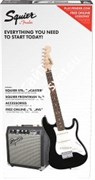 Squier Stratocaster® Pack, Laurel Fingerboard, Black, Gig Bag, 10G - 230V EU Комплект: электрогитара (черная) + комбо 10Вт + акс