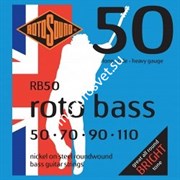 ROTOSOUND RB50 NICKEL (UNSILKED) 50 70 90 110 струны для басгитары, никелевое покрытие, 50-110