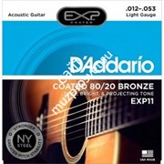 D'ADDARIO EXP11 COATED BRONZE CUSTOM LIGHT 12-53 струны с полимерным покрытием для ак. гитары