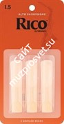 D`ADDARIO WOODWINDS RJA0315 RICO, 3 PAK, ALTO SAX, 1.5 трости для альт саксофона, размер 1.5, 3 шт