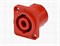 Разъем speakON панельный, штекер, 4 контакта, D-тип, 30А, вертикальная в ПП, крепежные отв. впотай, корпус красного цвета - фото 200065